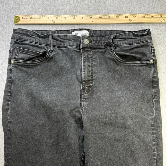 ZARA Y2K Gray Denim Straight Leg‎ Jeans Women's Size 14 - Picture 4 of 8